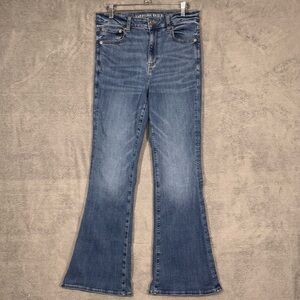 American Eagle Womens Kick Bootcut Jeans Sz 10 Blue Super Stretch Denim Boho Hip